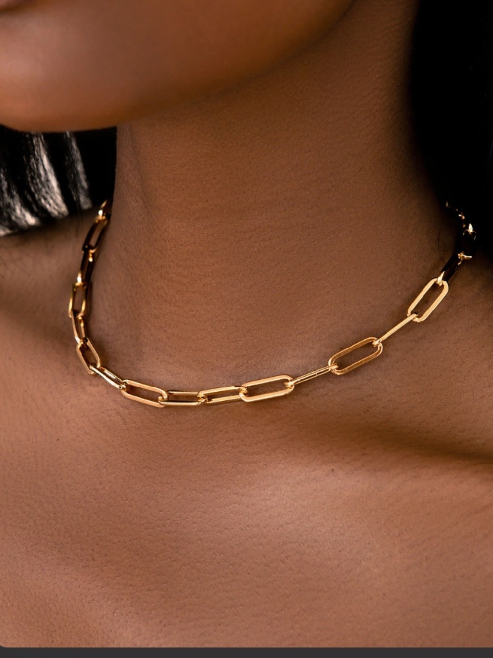 18K Gold PVD Stainless Steel Paperclip Chain Necklace